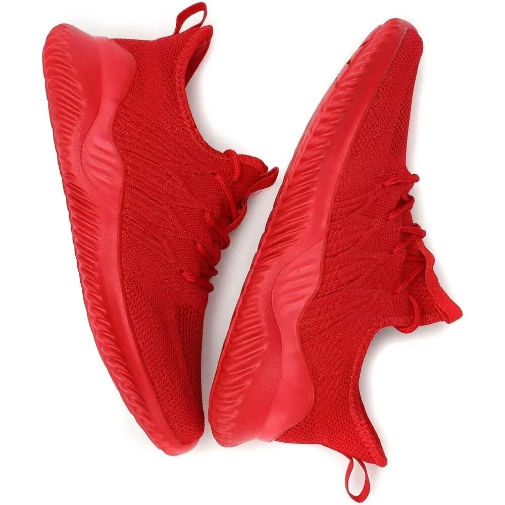 👉 Men's Sneakers Red Walking Classic Sports Athletic Running Casual Shoes - Picture 6 of 7